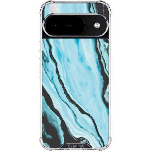 Aqua Blue Marble Ink Google Pixel 10 Clear Case